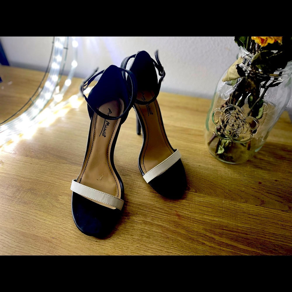 Black and White Stiletto Sandals